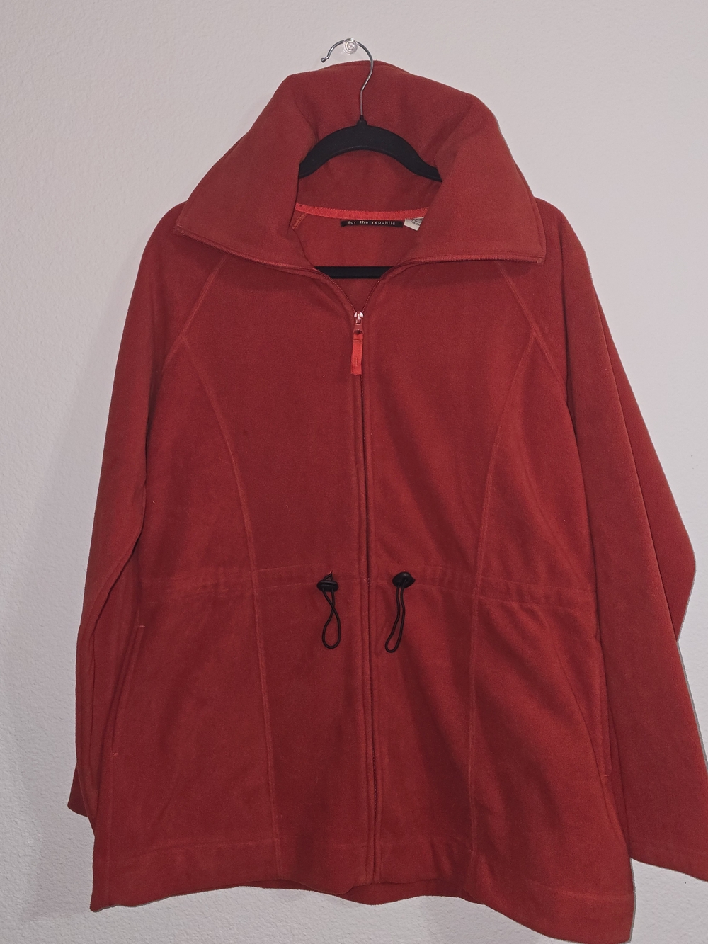 For The Republic Red Fleece Zip-Up Utility Jacket